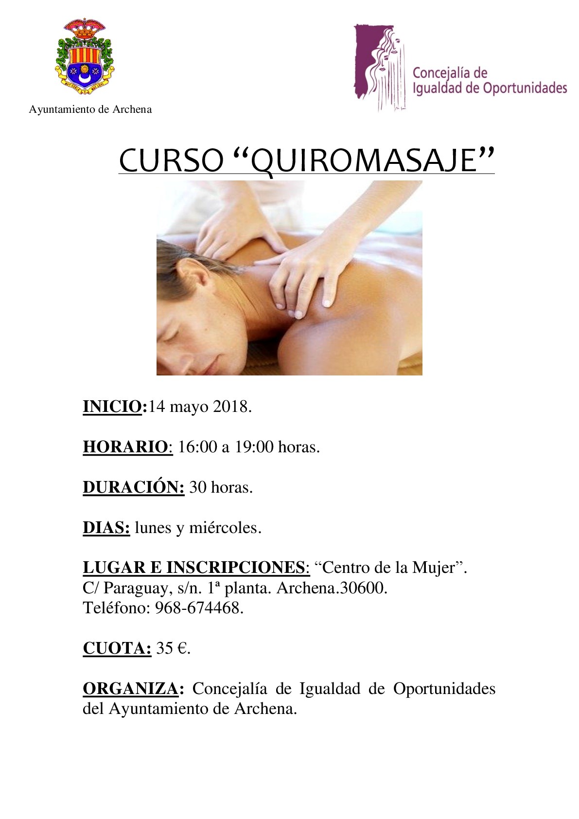 Cartel de Quiromasaje 2016 001